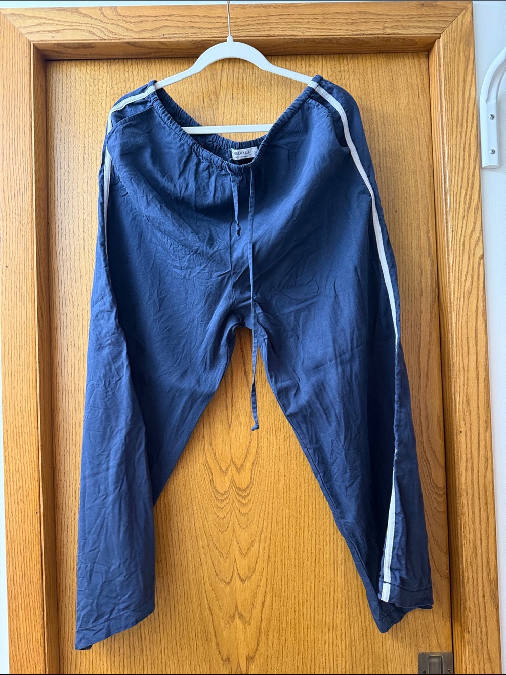 Women’s Navy Track Pants with White Side Stripe
